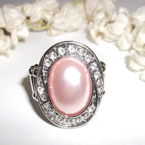 Ring, Pink Ring, Pearl Ring, Pink Pearl Ring, Ring, Adjustable Ring, Ring C107 - Picture 1 of 5